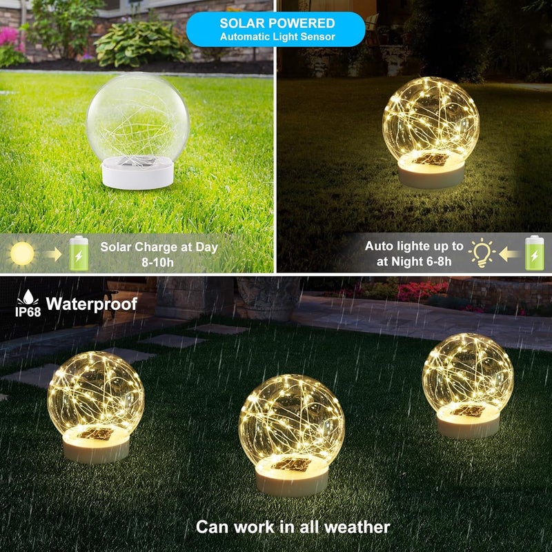LENONE Floating Pool Lights Solar Powered, 6.5 Inch Warm White Light Up Solar Pool Lights That Float, Updated Waterproof Floating Pool Balls for Patio Party Decor(2 Piece) - Image 2